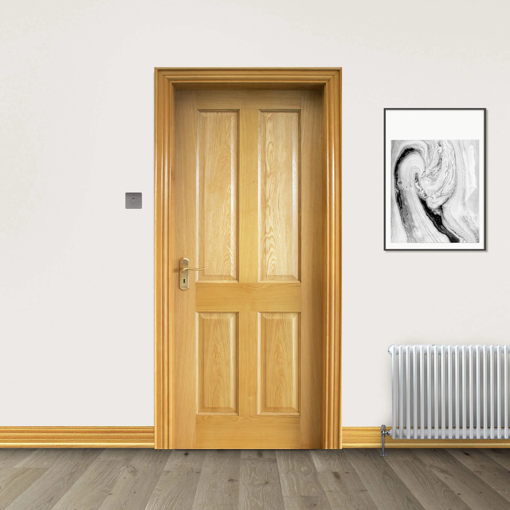 4 Panel White Oak FD30 Fire Door (44mm) - Image 3