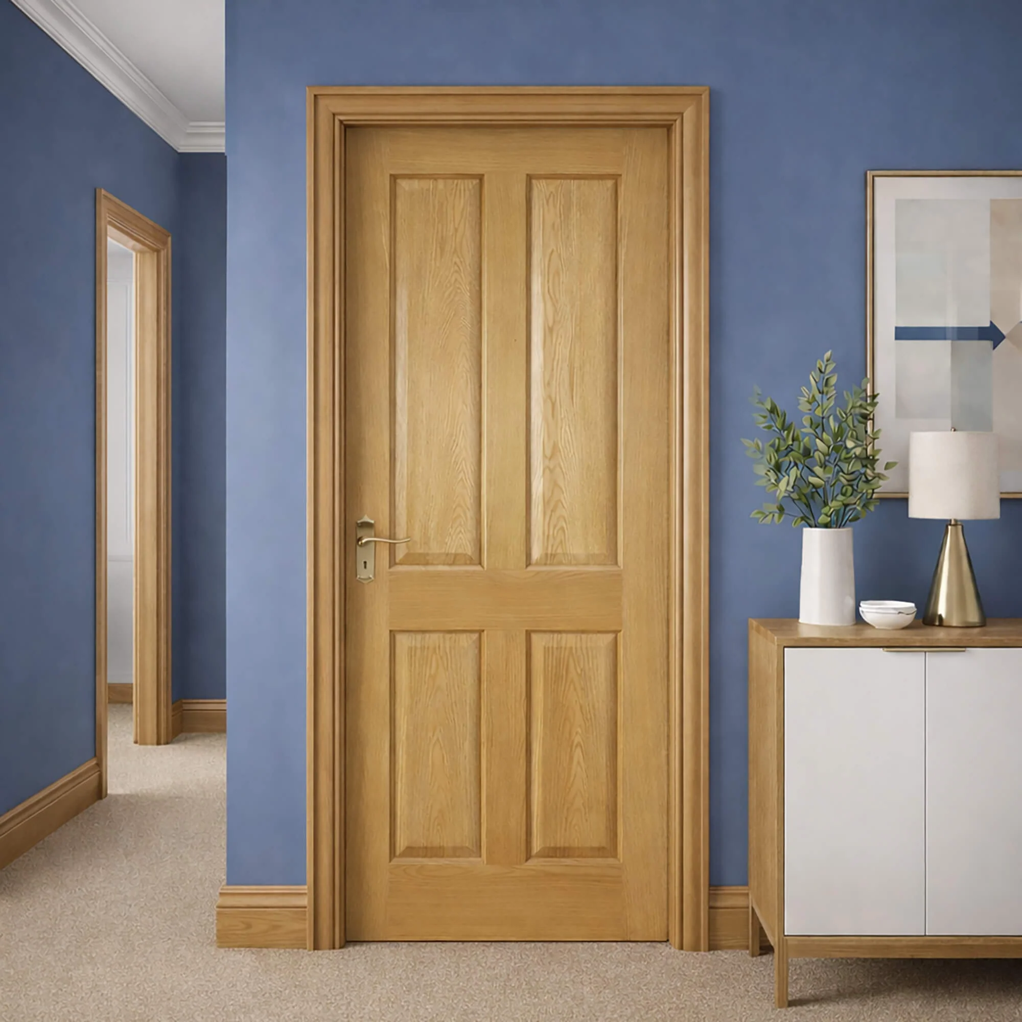 4 Panel White Oak FD30 Fire Door (44mm) - Image 4