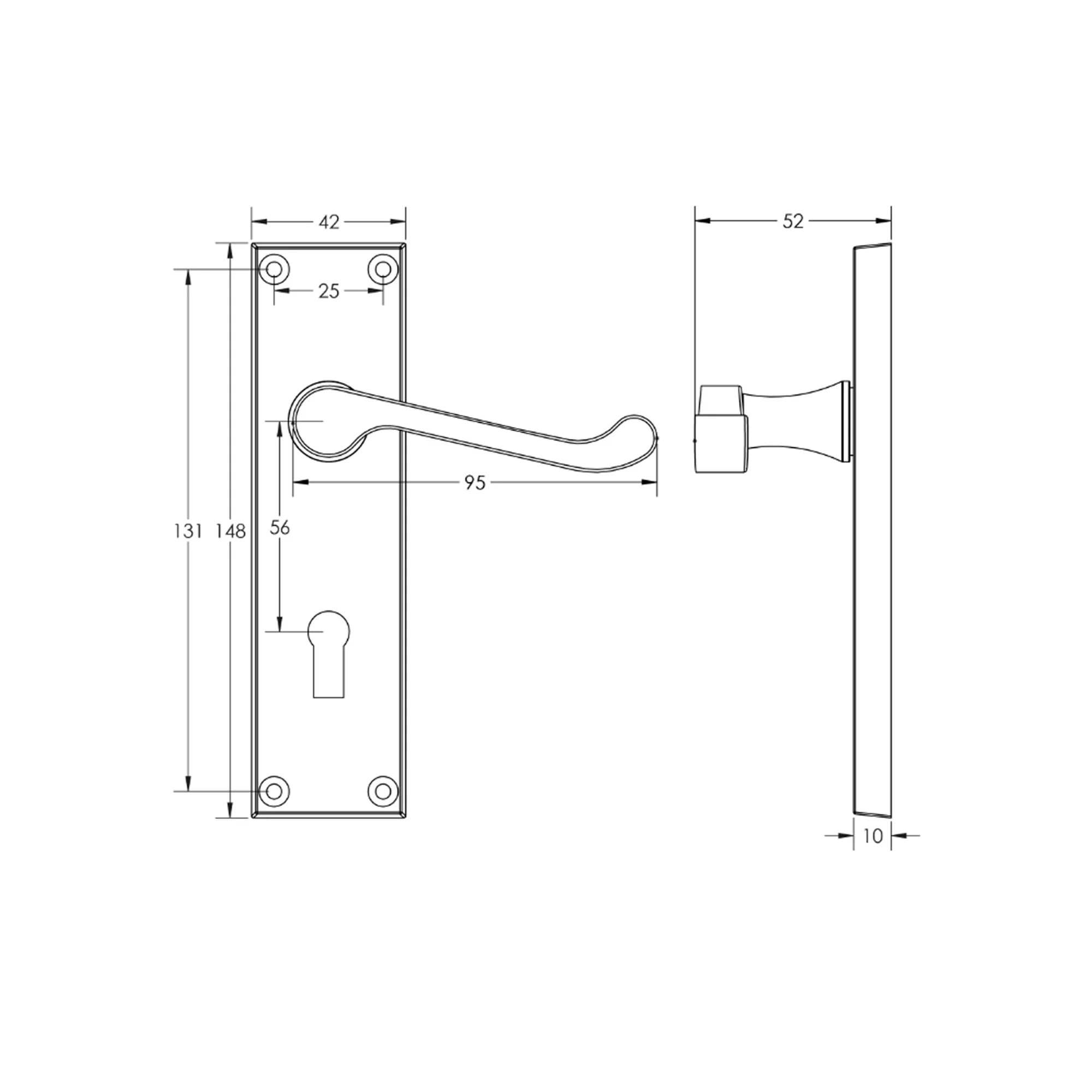 Contract Satin Chrome Scroll Backplate Handle - Image 5