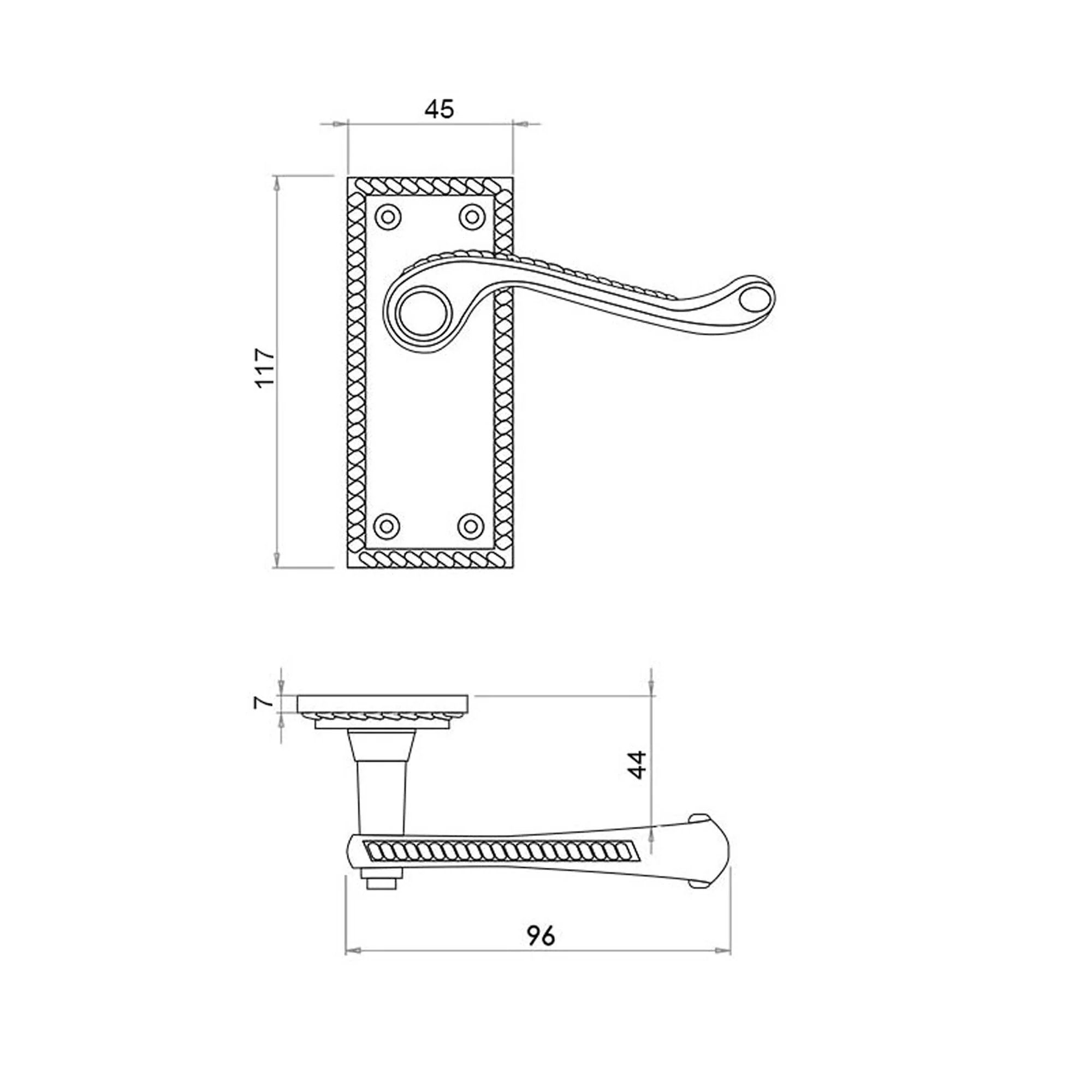 Contract Georgian Brass Scroll Backplate Handle - Image 2