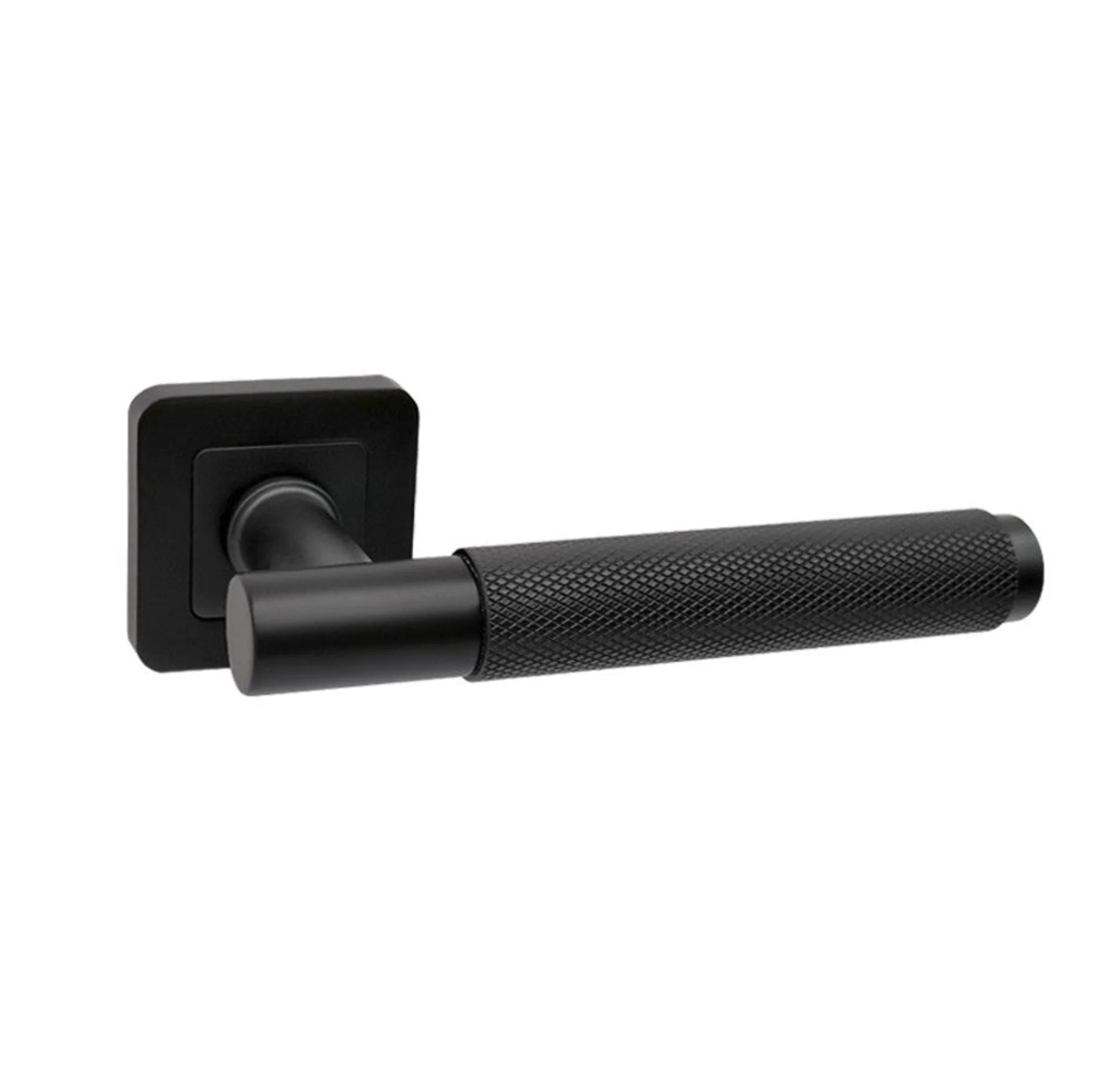 Knurled Flat Black Square Rose Handle