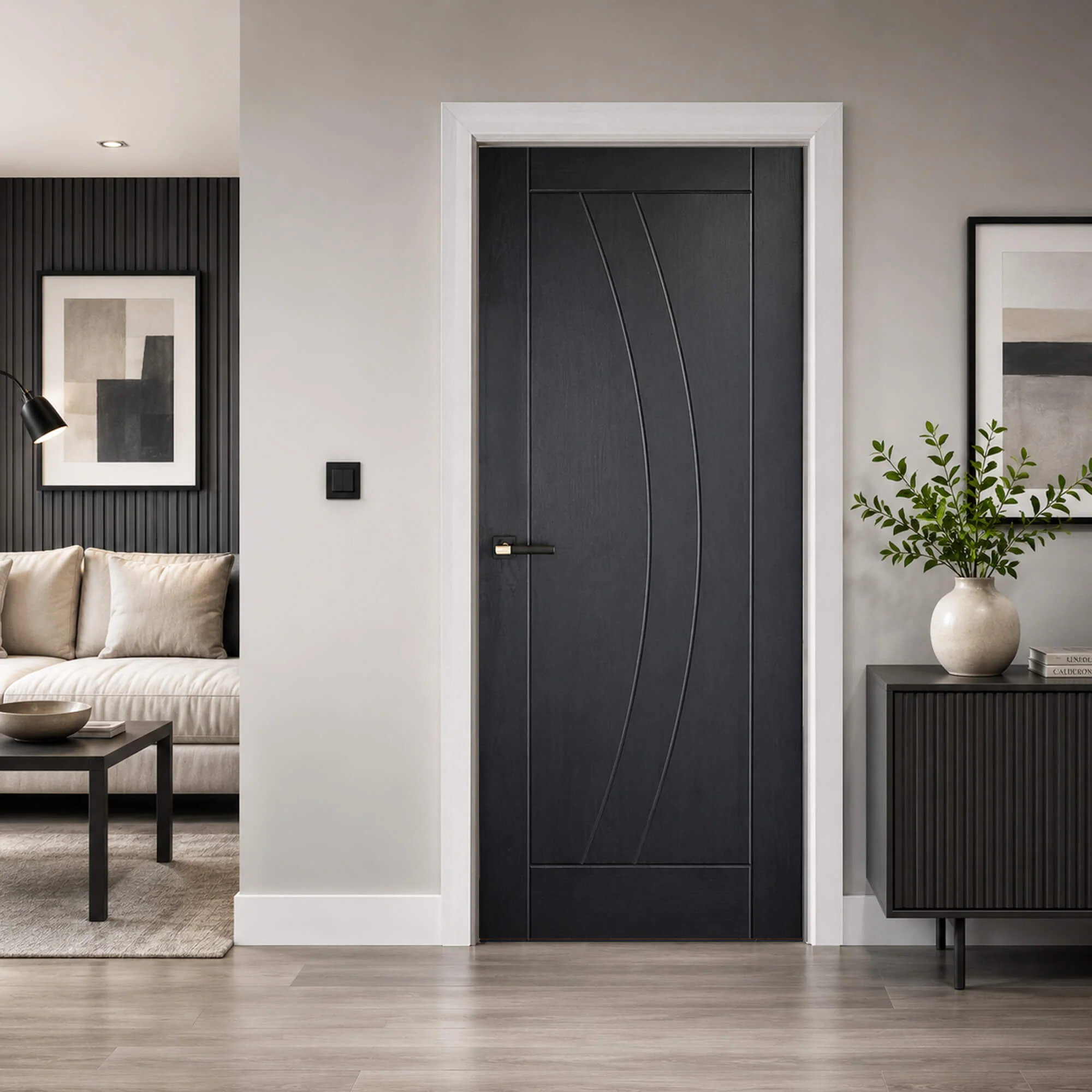 Salerno Black Ash Laminate Door (35mm) - Image 5